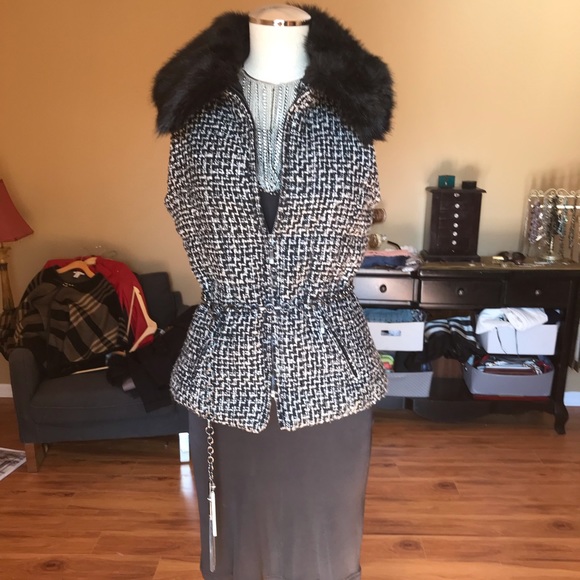 White House Black Market Jackets & Blazers - WHBM Houndstooth vest with detachable collar.